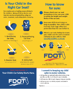 Pledge Card -FDOT Is Your Child in the Right Car Seat?